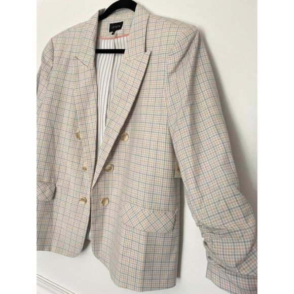 1. STATE Plaid Checkered Blazer Jacket Business Career Neutral Size XL NEW D10 - Picture 12 of 16